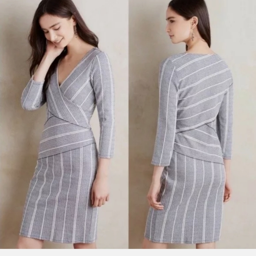 Anthropologie Maeve Wrapped Striped Column Dress Size Medium